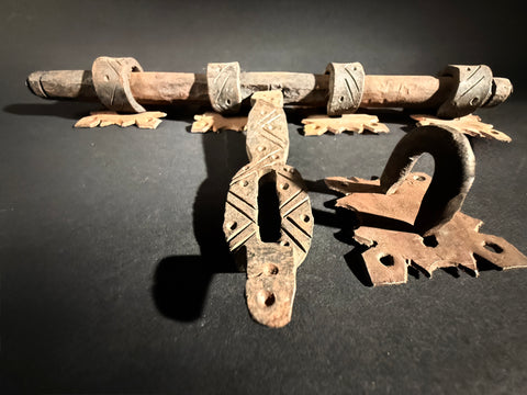 Moroccan Hand-Forged Door Bolt – Zekrhoum Kadim Iron Latch  |   Pre-Drilled Holes, Rustic Hardware