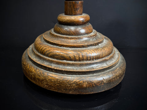 Antique Wood Floor Lamp | Barley Twist Stem, Stepped Base (100cm)
