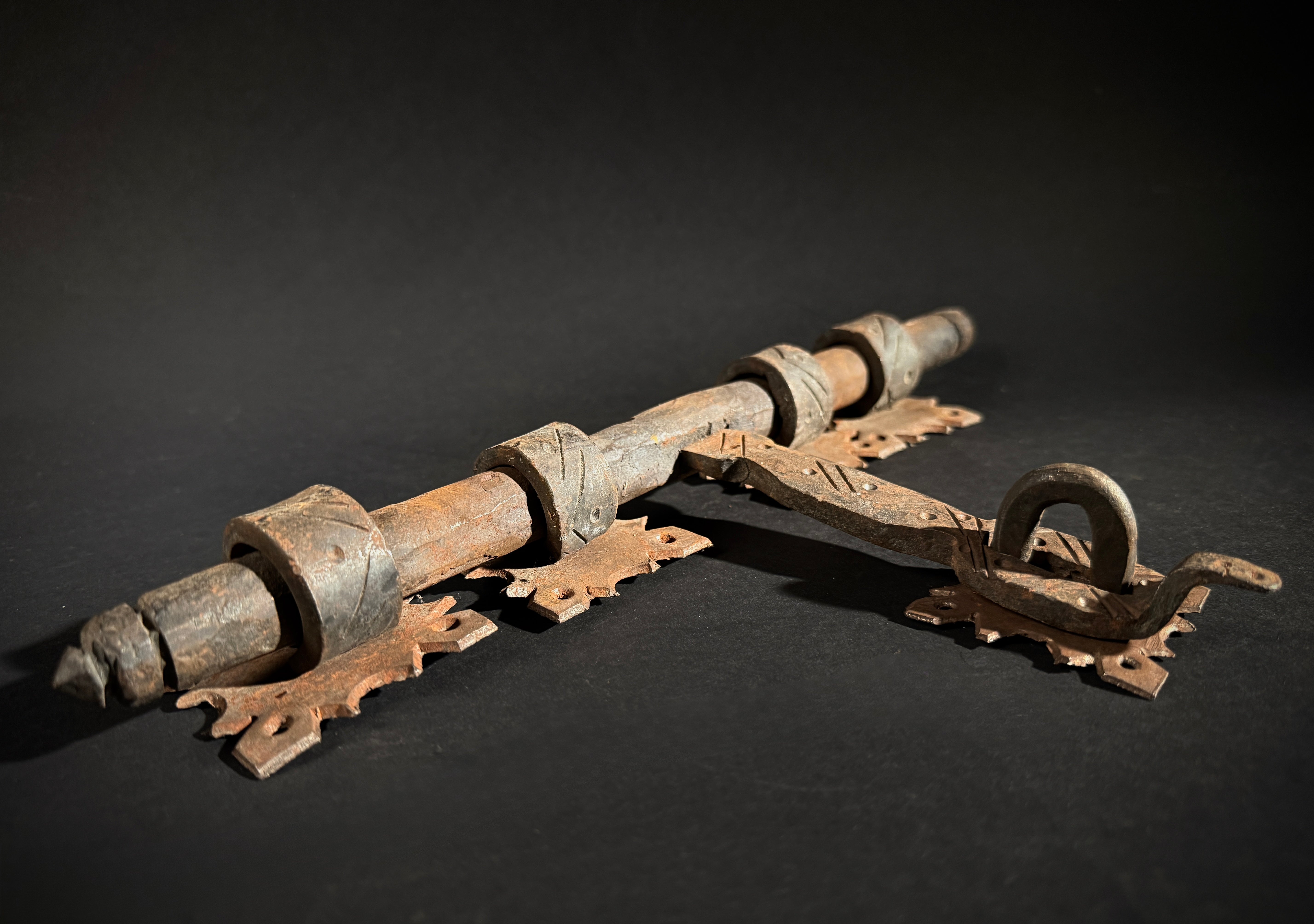 Moroccan Hand-Forged Door Bolt – Zekrhoum Kadim Iron Latch  |   Pre-Drilled Holes, Rustic Hardware
