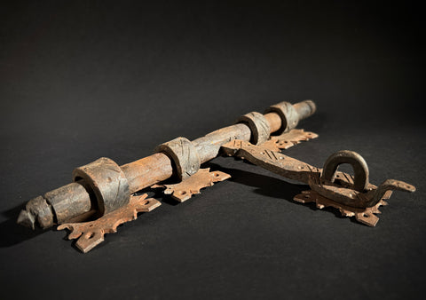 Moroccan Hand-Forged Door Bolt – Zekrhoum Kadim Iron Latch  |   Pre-Drilled Holes, Rustic Hardware