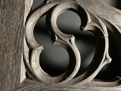 Pair Antique Gothic Oak Arch Panels  |  Large French Salvaged Architectural Wood  |  120cm Width