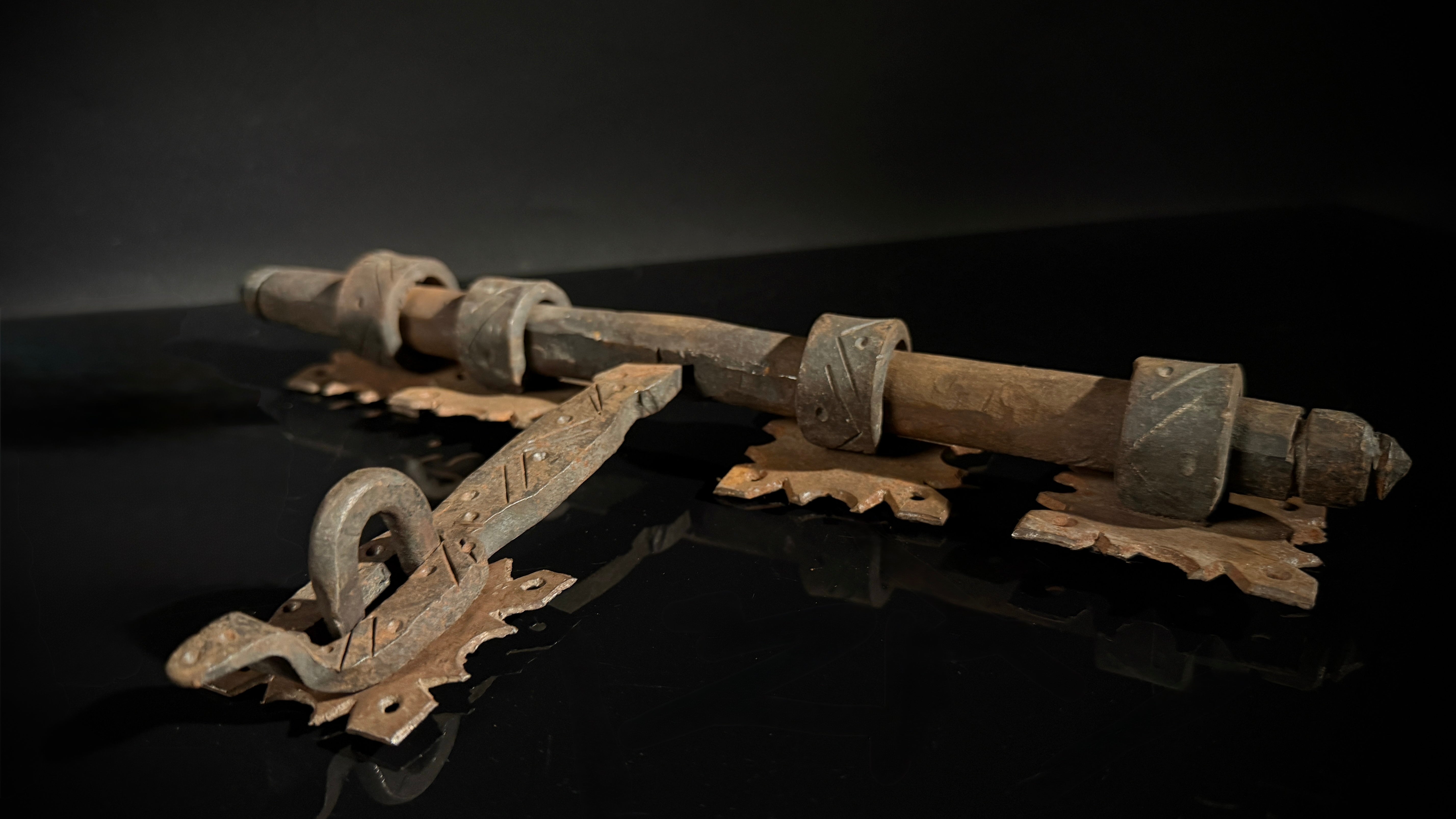 Moroccan Hand-Forged Door Bolt – Zekrhoum Kadim Iron Latch  |   Pre-Drilled Holes, Rustic Hardware