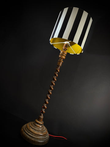 Antique Wood Floor Lamp | Barley Twist Stem, Stepped Base (100cm)