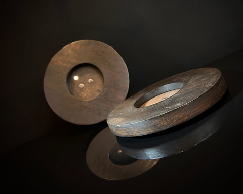 Pair Vintage Wood Picture Frames | Small Round Chunky Frames | Mid-Century Style