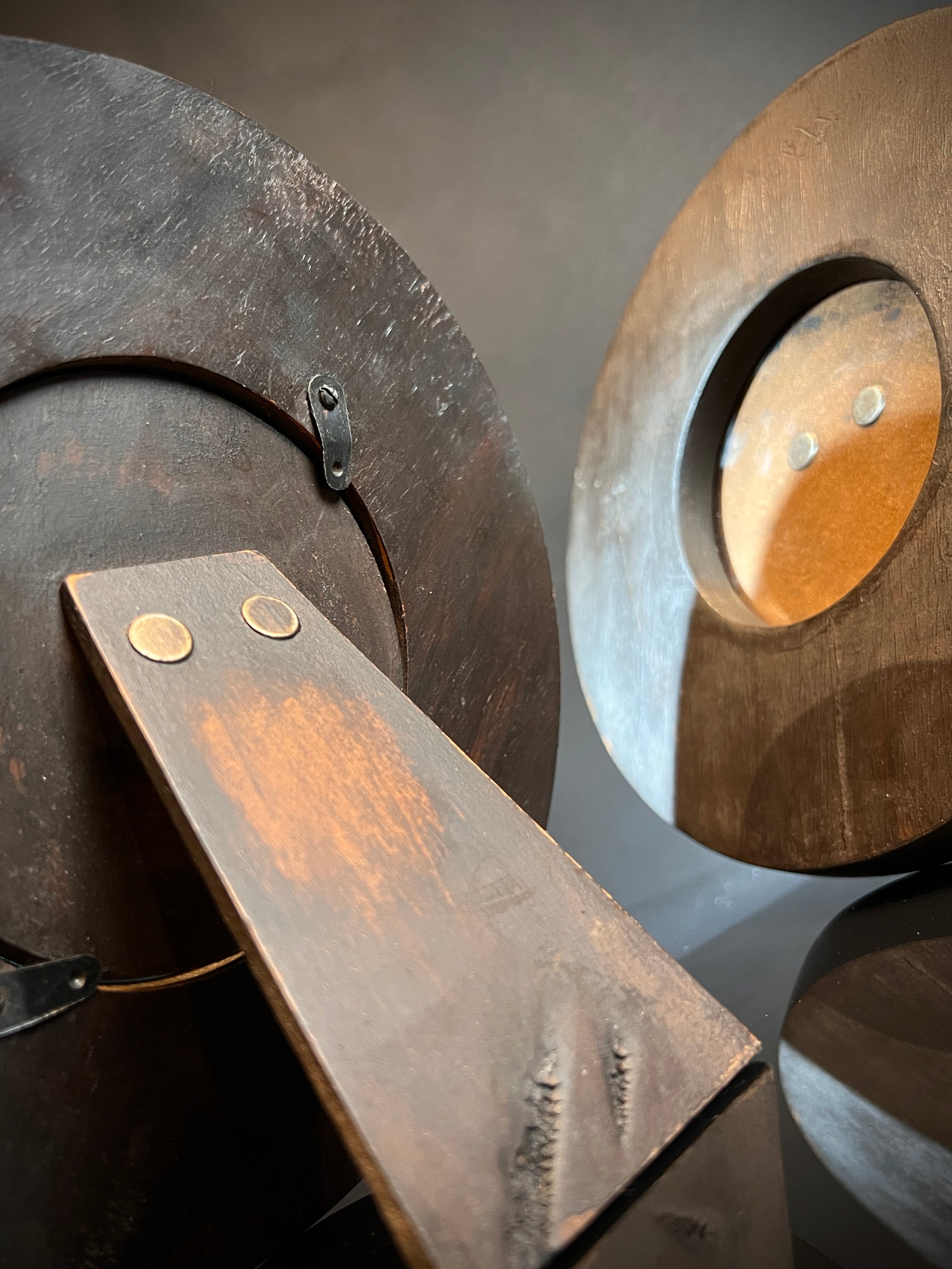 Pair Vintage Wood Picture Frames | Small Round Chunky Frames | Mid-Century Style