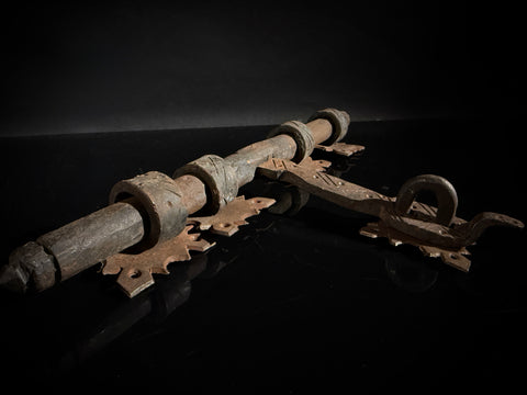 Moroccan Hand-Forged Door Bolt – Zekrhoum Kadim Iron Latch  |   Pre-Drilled Holes, Rustic Hardware