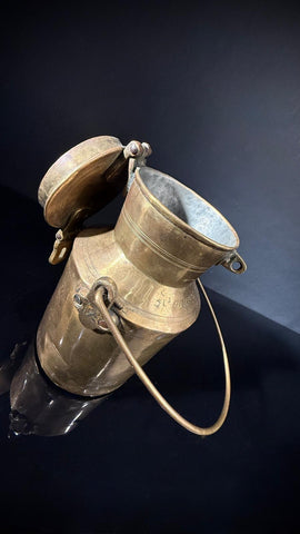 Vintage Indian Brass Milk Jug | Rustic Kitchen Decor  |  Brass Canister