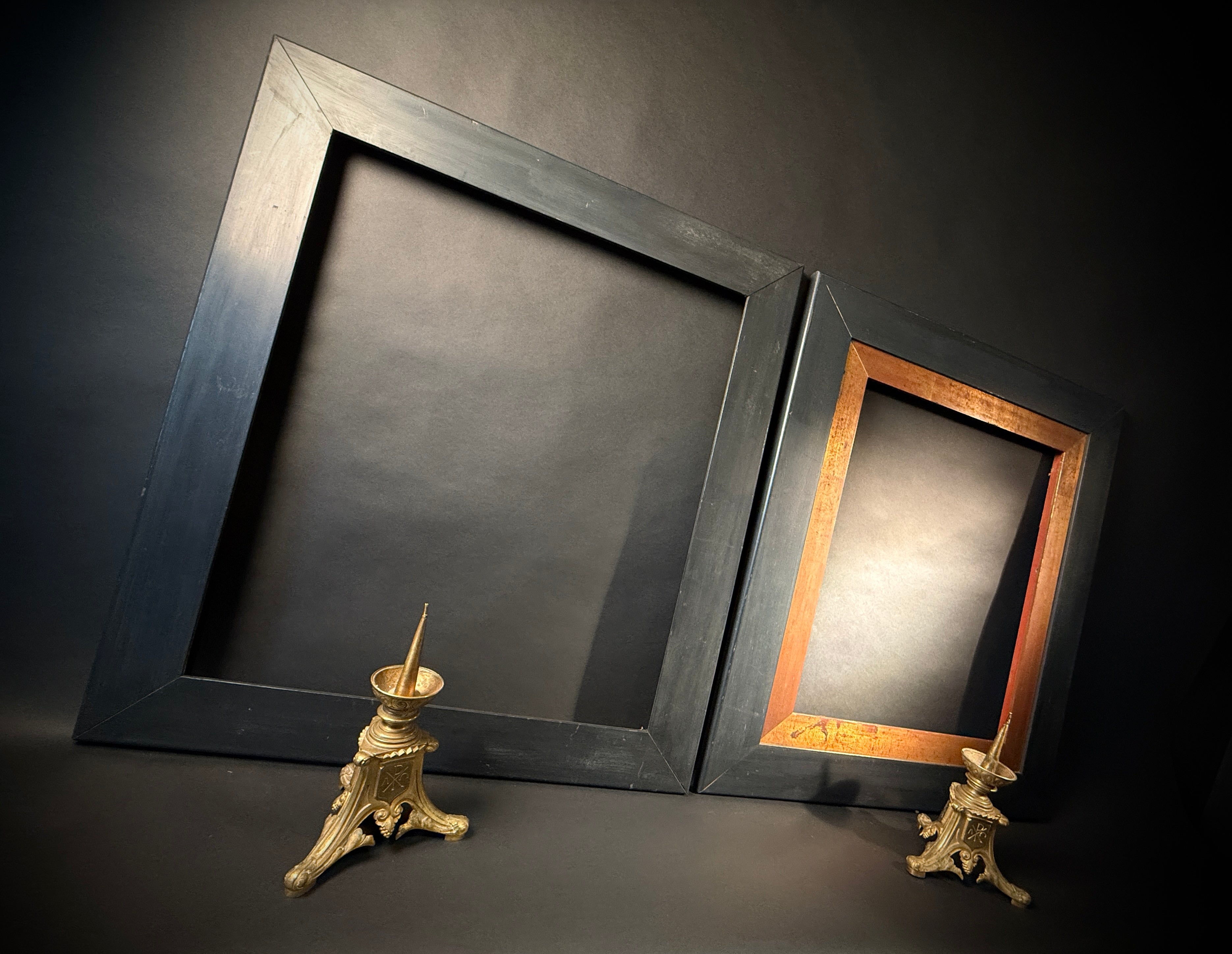 Pair Large Antique Wood Picture Frame | Black Classic Finish | 66x45.5cm