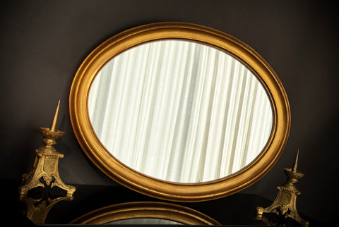 Large (80cm) Vintage Classic Gilt Oval Mirror