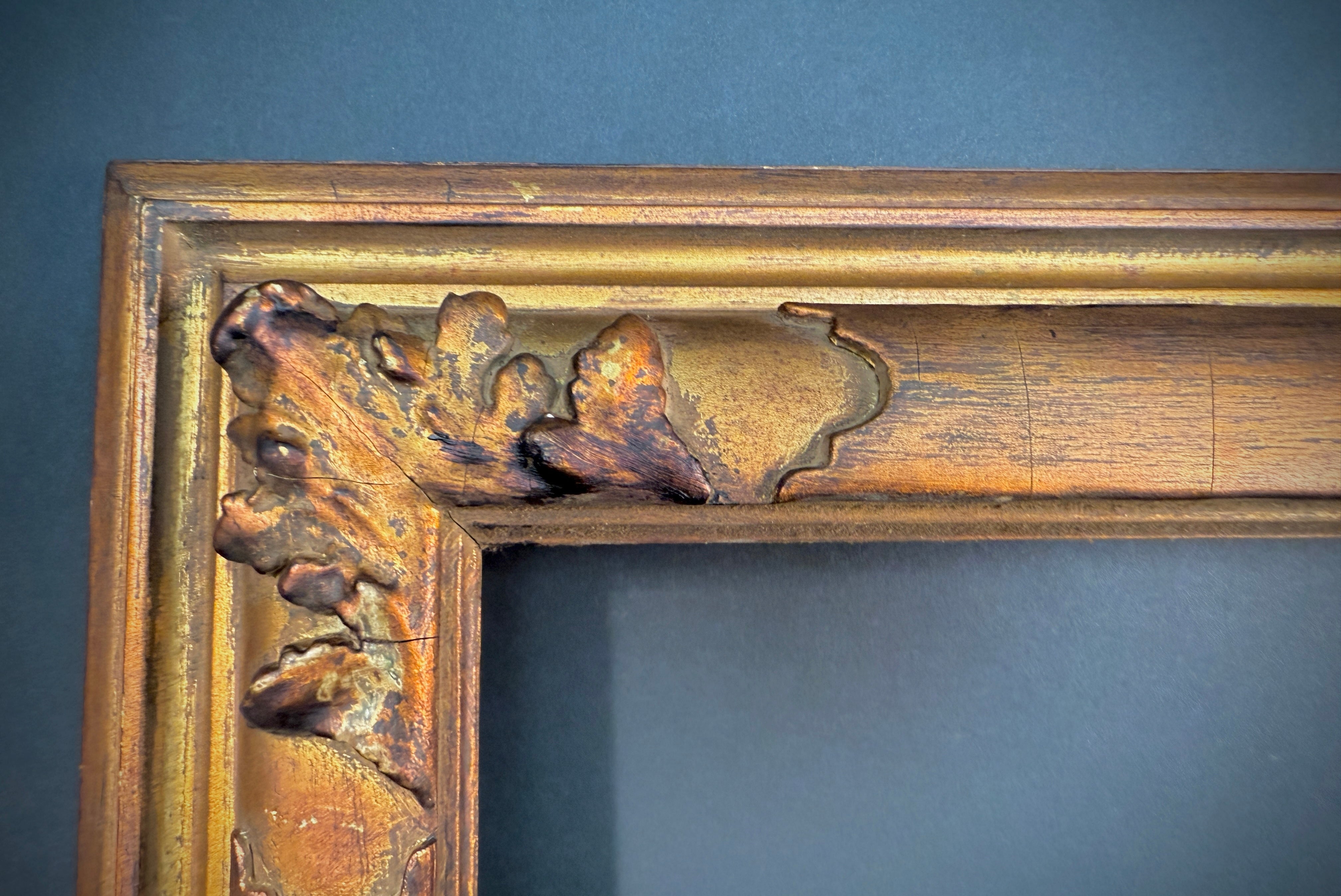 Large Shabby Vintage Picture Frame  |  Carved Wood  | Worn Gilt Finish (75cm x 59.5cm)