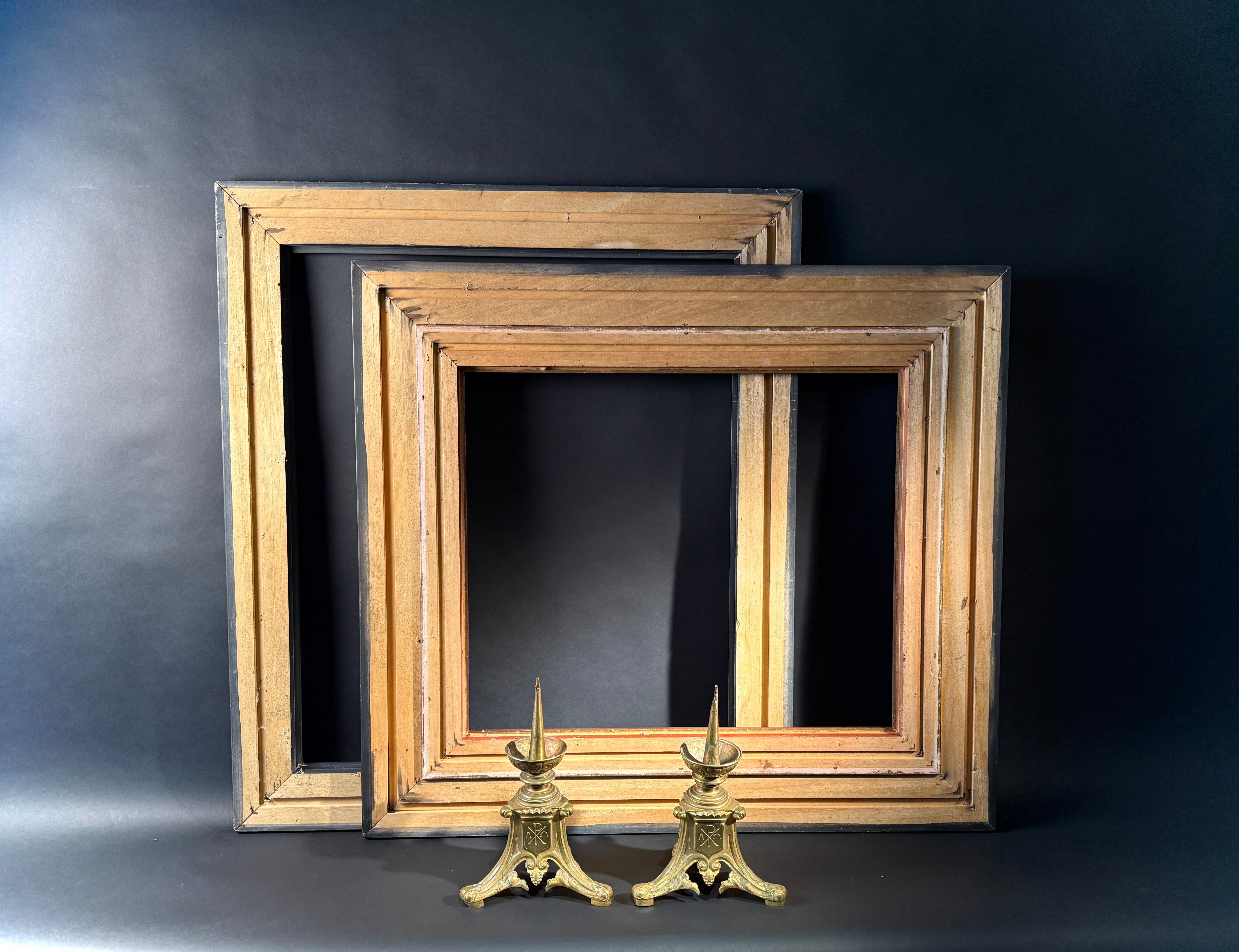 Pair Large Antique Wood Picture Frame | Black Classic Finish | 66x45.5cm