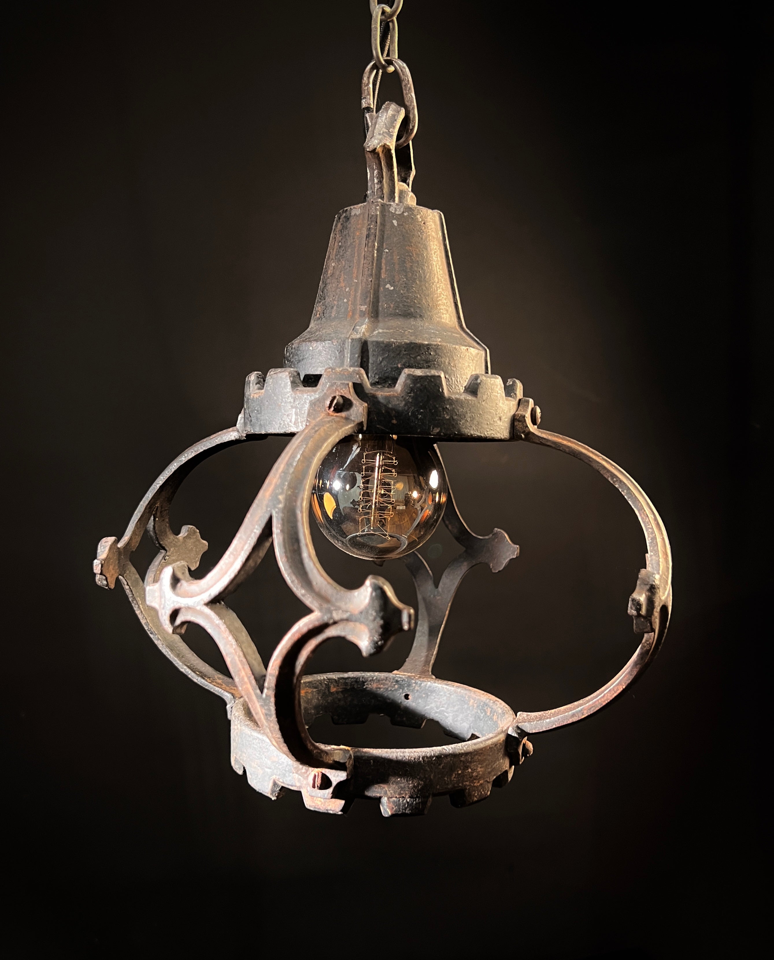 Antique Wrought Iron Pendant Light | Gothic Style | Antique Hanging Light | Rustic Decor
