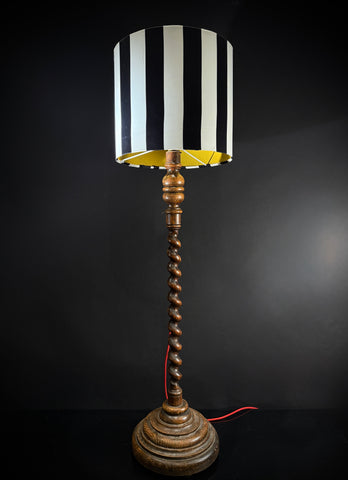 Antique Wood Floor Lamp | Barley Twist Stem, Stepped Base (100cm)