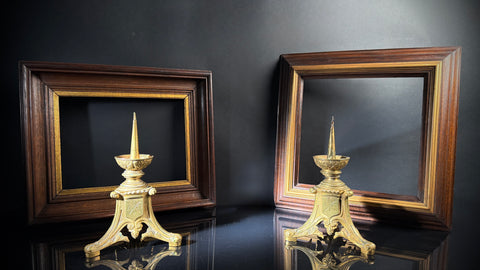 Vintage Wooden Picture Frames  |  Set of 2  |  Deep Set Gilt Trim
