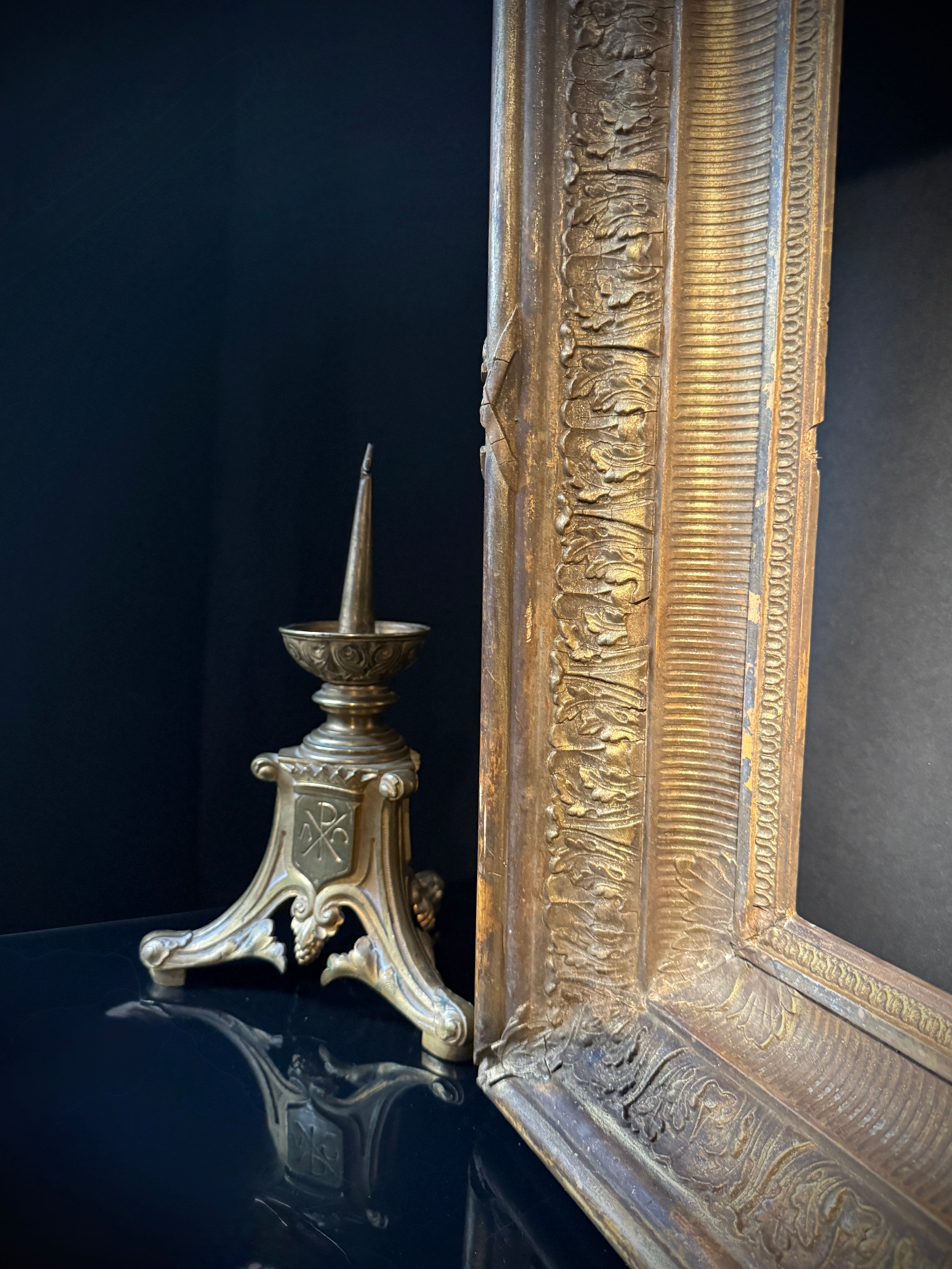Large Shabby Antique Gilt Picture Frame – Deep Set Ornate Wood Picture Frame 67cm x 57cm