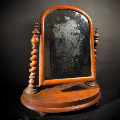 Large Victorian Mahogany Antique Dressing Table Mirror | Adjustable Freestanding Vanity Mirror