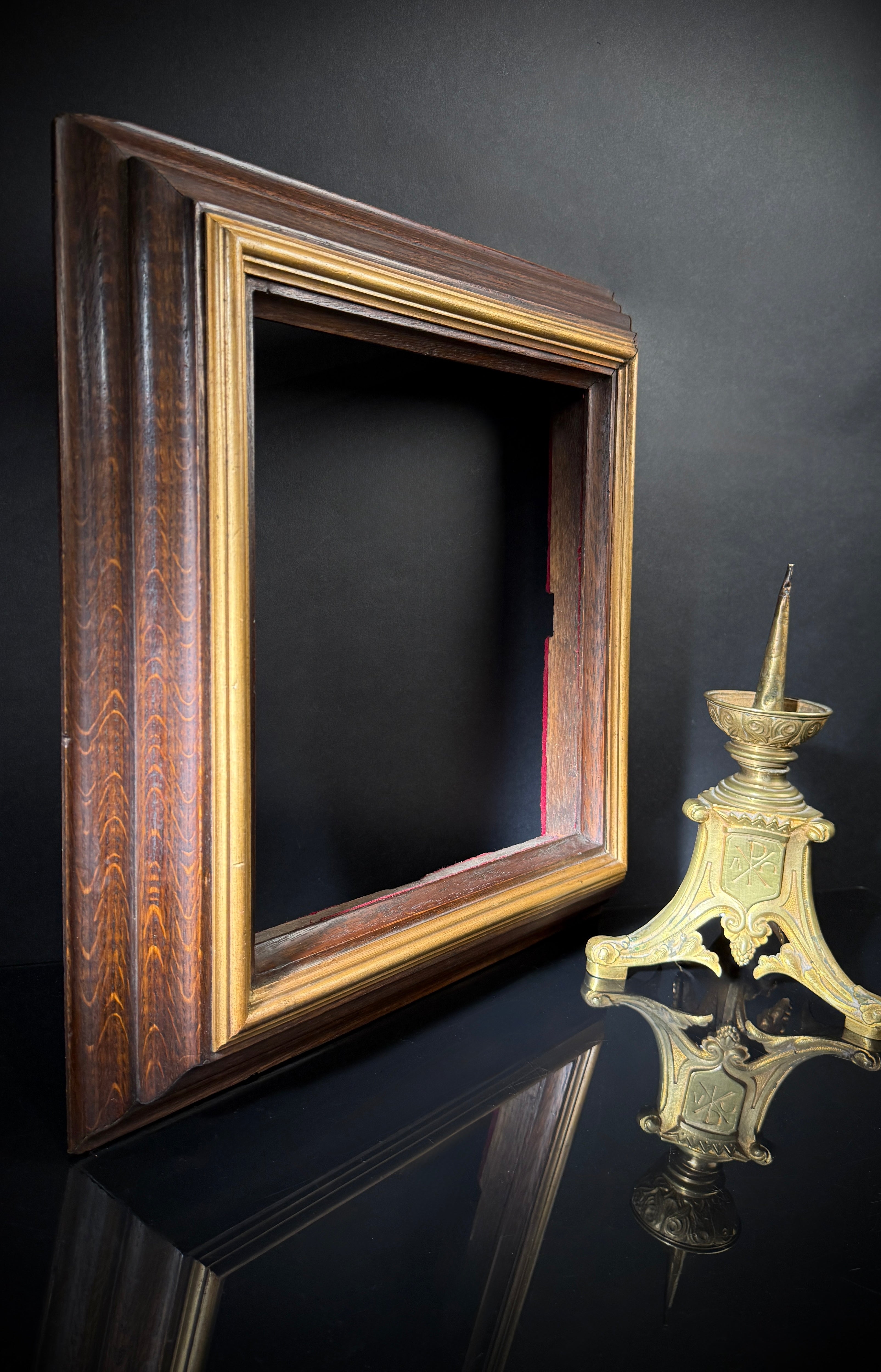 Vintage Wooden Picture Frames  |  Set of 2  |  Deep Set Gilt Trim