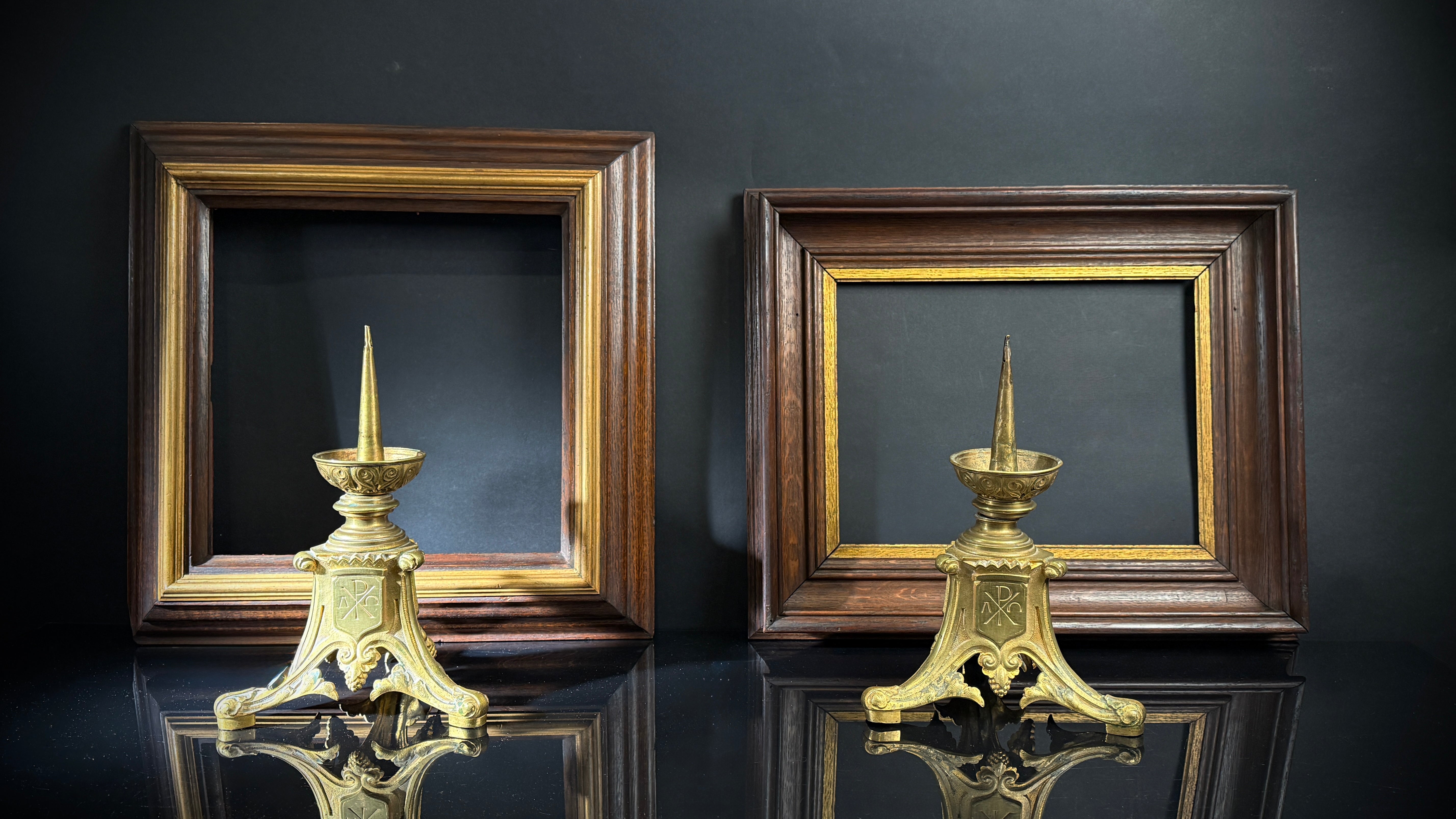 Vintage Wooden Picture Frames  |  Set of 2  |  Deep Set Gilt Trim
