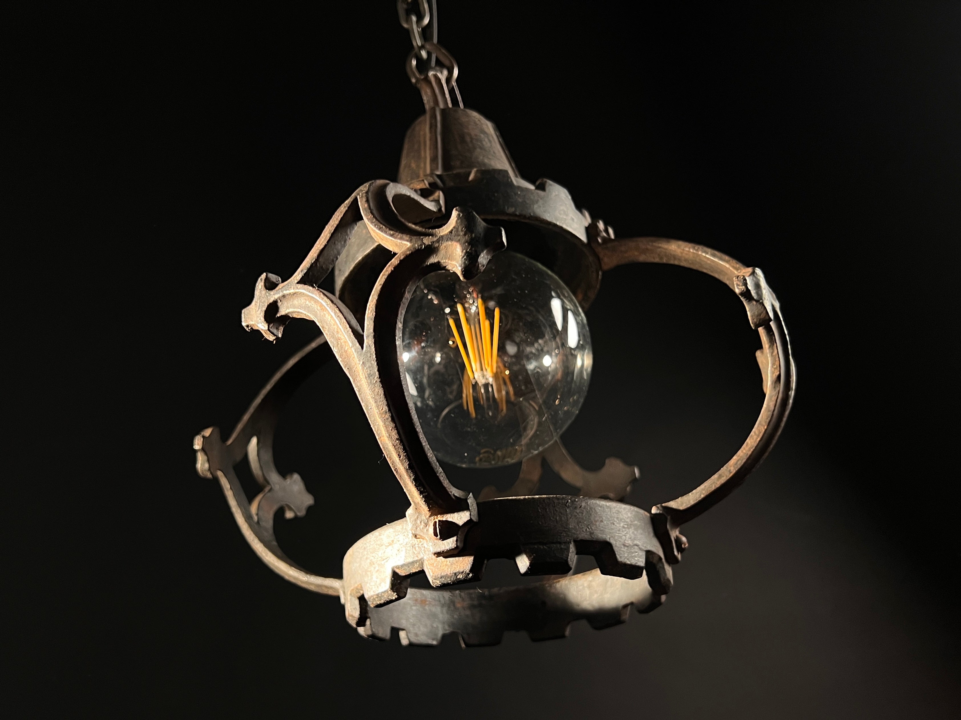 Antique Wrought Iron Pendant Light | Gothic Style | Antique Hanging Light | Rustic Decor