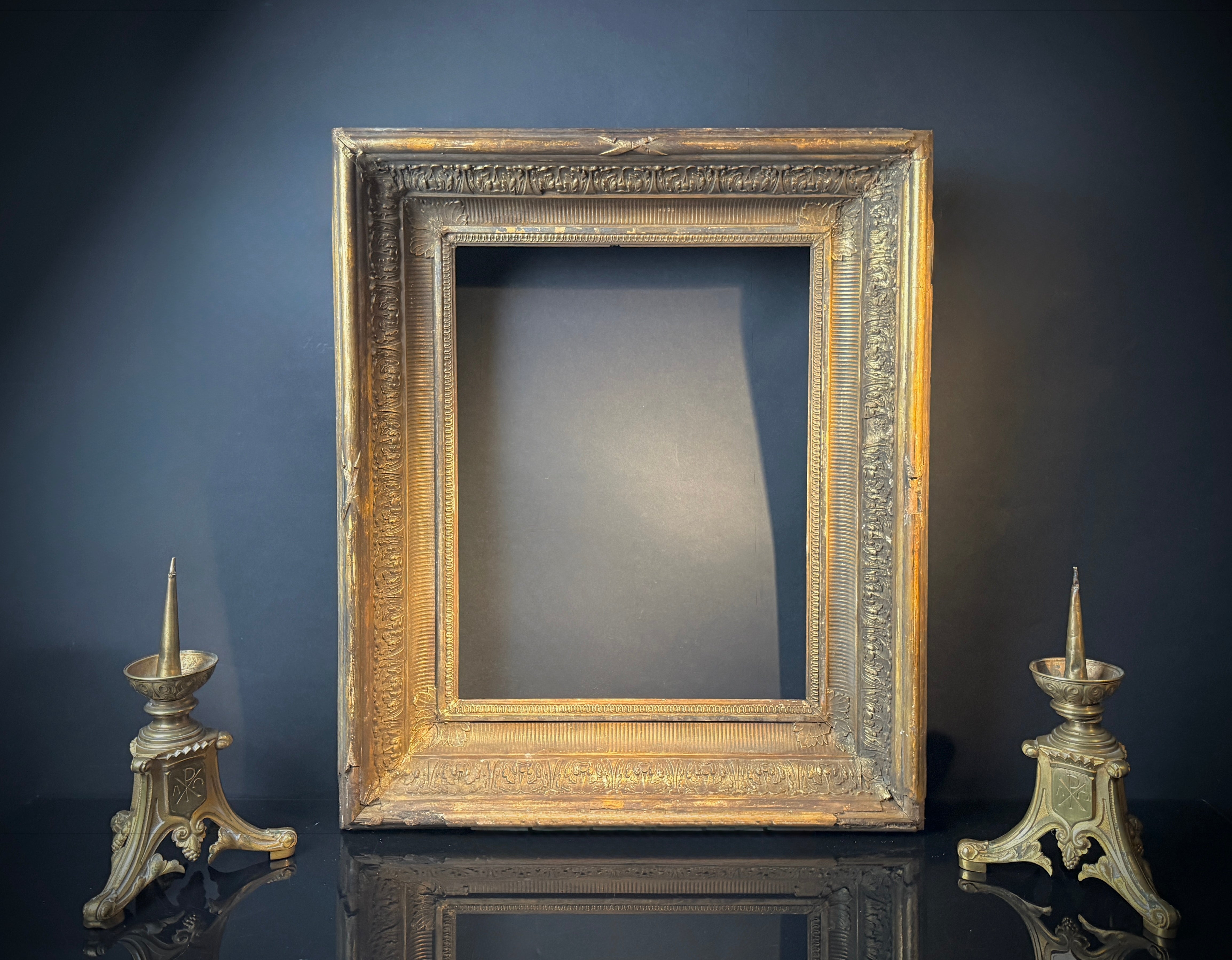 Large Shabby Antique Gilt Picture Frame – Deep Set Ornate Wood Picture Frame 67cm x 57cm
