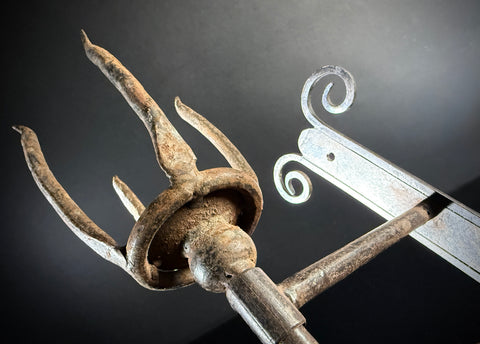 Unusual Pair of Wrought Iron Candle Torchere Sconces  |  Medieval Style  |  Hand-Forged