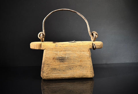 Vintage Wooden Indian Oil Pot  | Axle Grease Pot / Carrier