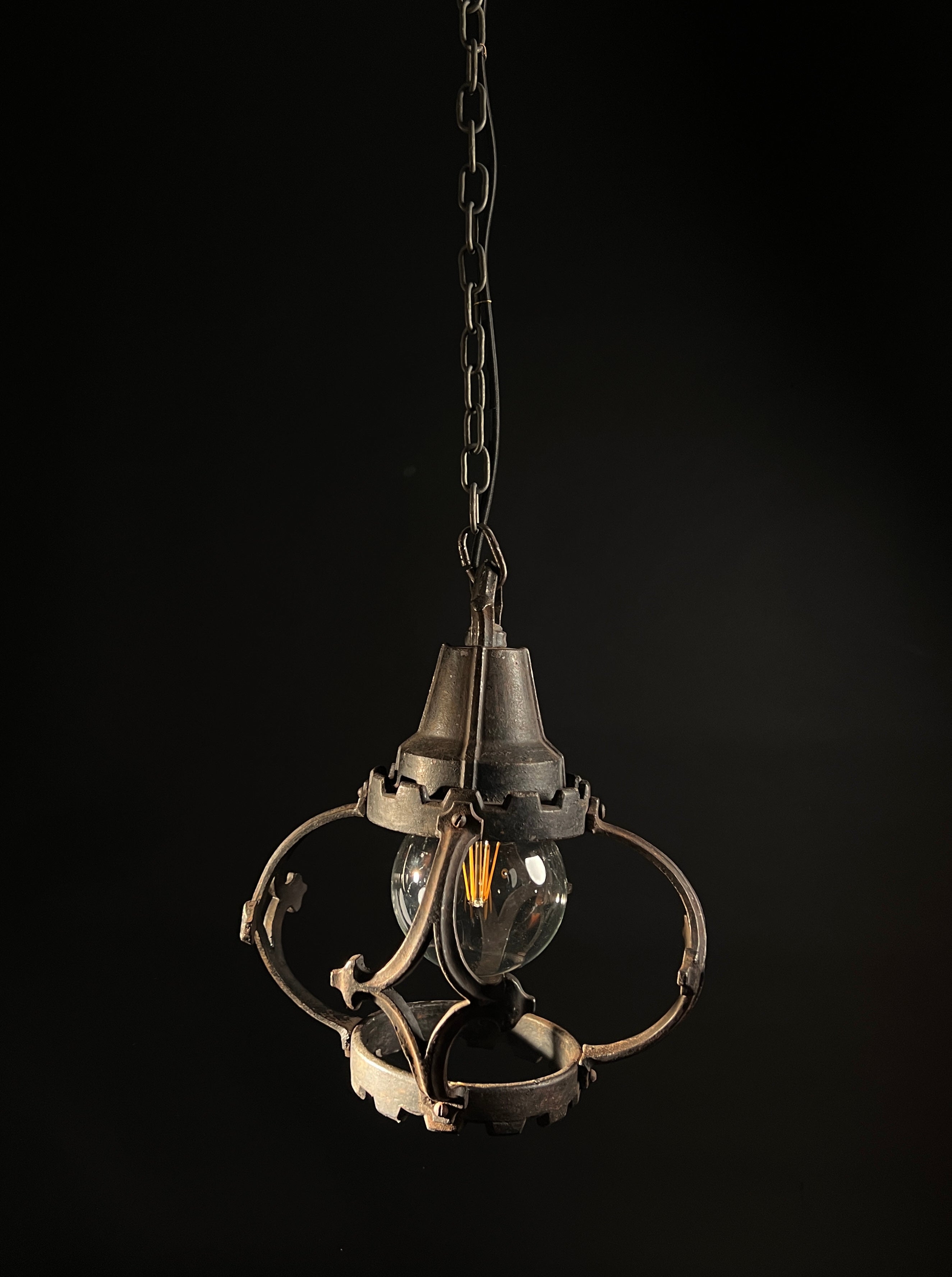 Antique Wrought Iron Pendant Light | Gothic Style | Antique Hanging Light | Rustic Decor