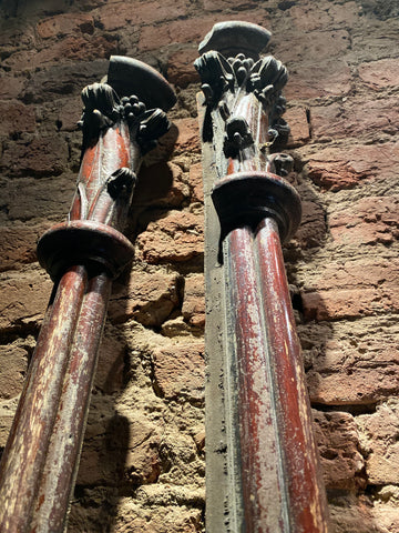 Antique Church Oak Pilasters  |  Pair (x2)  | Large Salvaged Hardwood Columns 194cm