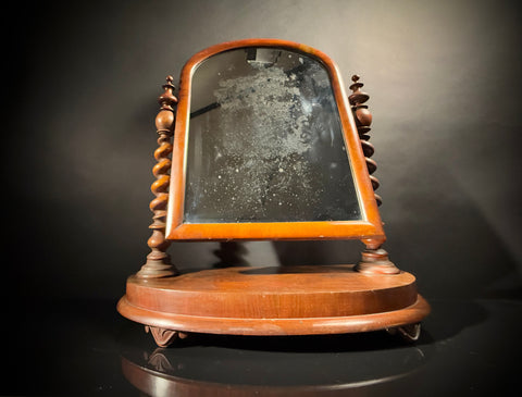 Large Victorian Mahogany Antique Dressing Table Mirror | Adjustable Freestanding Vanity Mirror