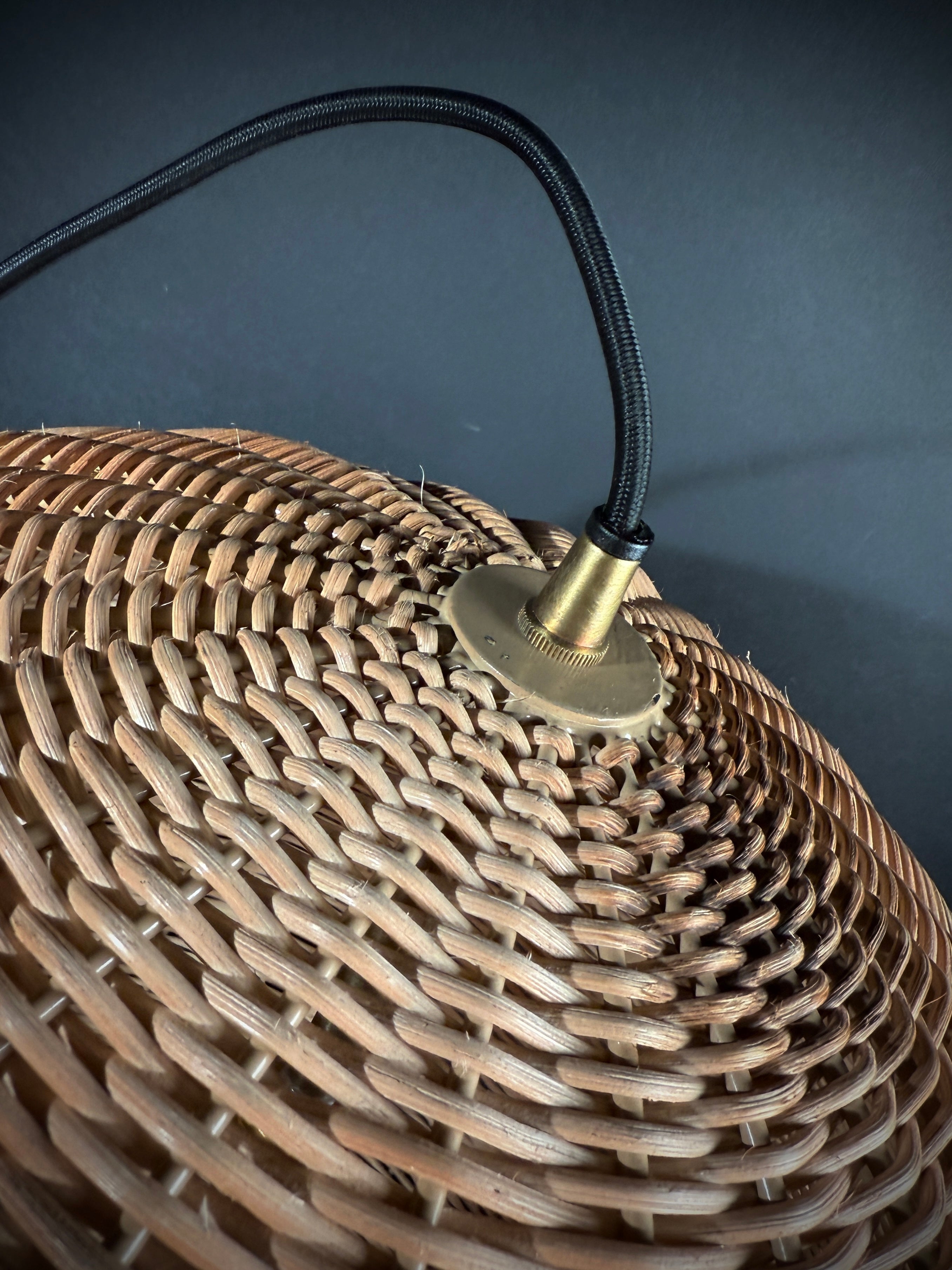 Large (48cm) Pooky Natural Rattan Hector Ball Pendant Light – Handwoven Wicker Hanging Lamp