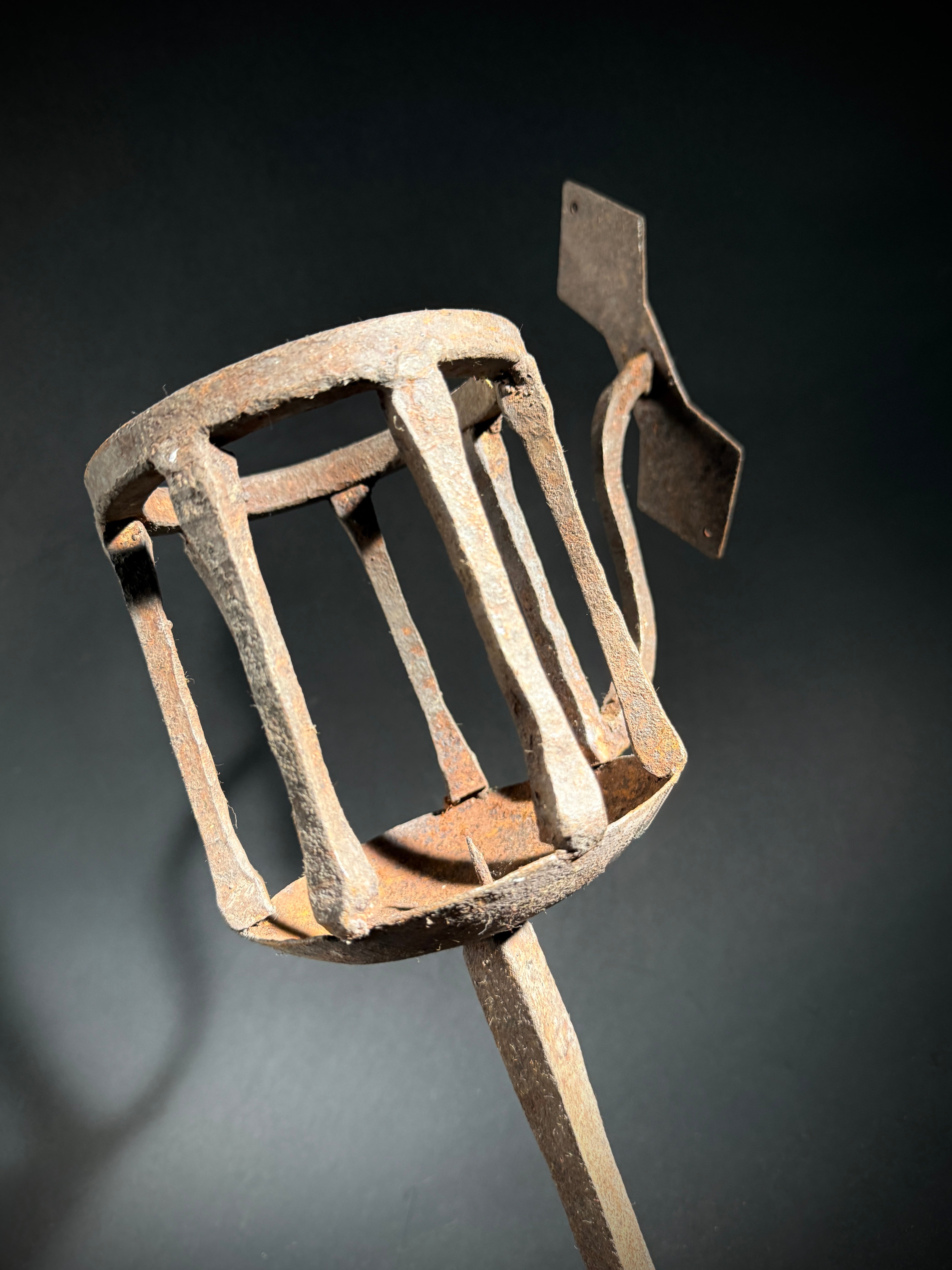 Hand-Forged Medieval Wrought Iron Candle Wall Sconce – Torch Lantern 44cm, Pre-Drilled Mount