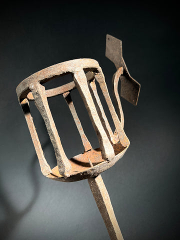 Hand-Forged Medieval Wrought Iron Candle Wall Sconce – Torch Lantern 44cm, Pre-Drilled Mount