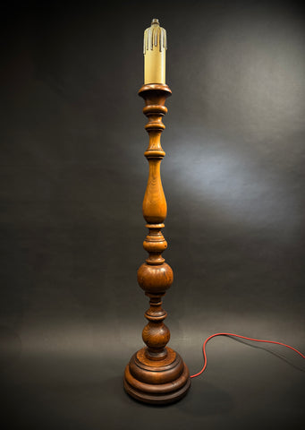 Extra Large Classic Antique Wood Giant Candlestick Floor Lamp