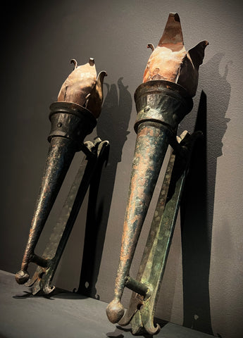 Pair of Large Weighty Antique Iron Wall Sconces | Torchere -Style  | Large