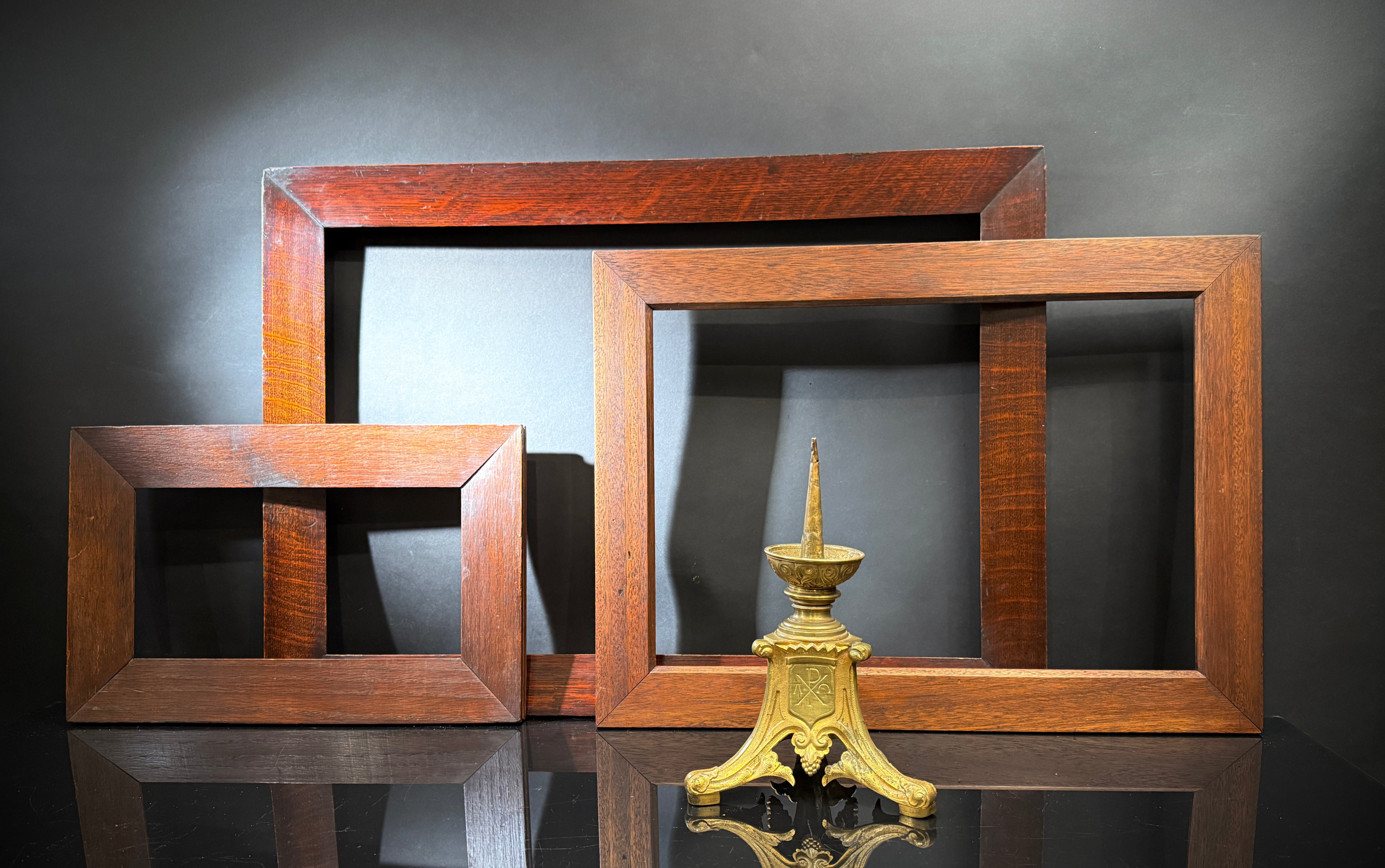 Set of x3 Hardwood Antique Picture frames