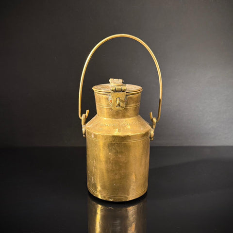 Vintage Indian Brass Milk Jug | Rustic Kitchen Decor  |  Brass Canister