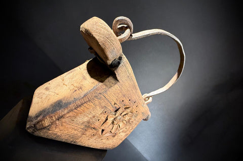 Vintage Wooden Indian Oil Pot  | Axle Grease Pot / Carrier