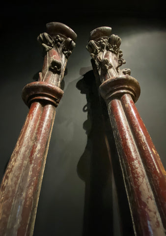 Antique Church Oak Pilasters  |  Pair (x2)  | Large Salvaged Hardwood Columns 194cm