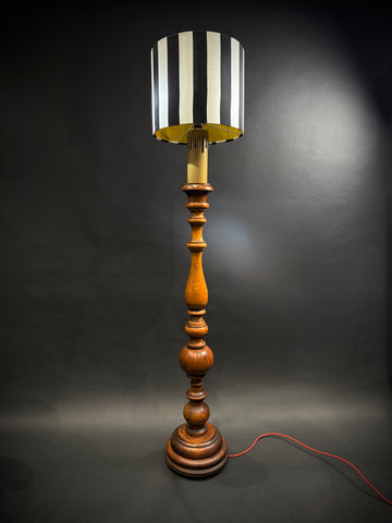 Extra Large Classic Antique Wood Giant Candlestick Floor Lamp