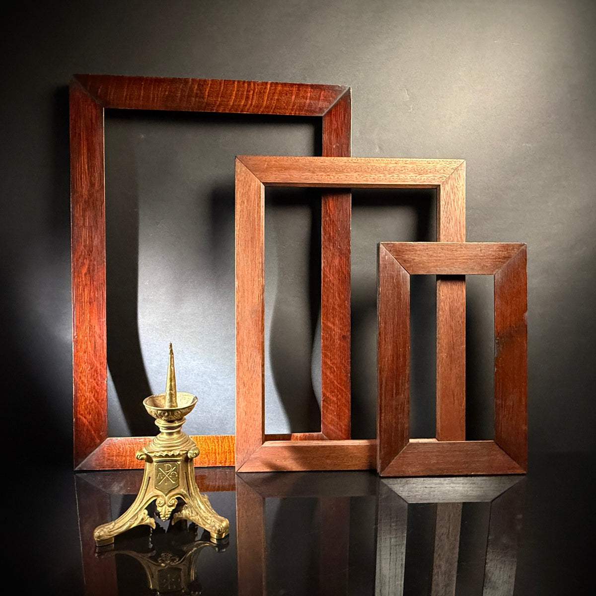 Set of x3 Hardwood Antique Picture frames
