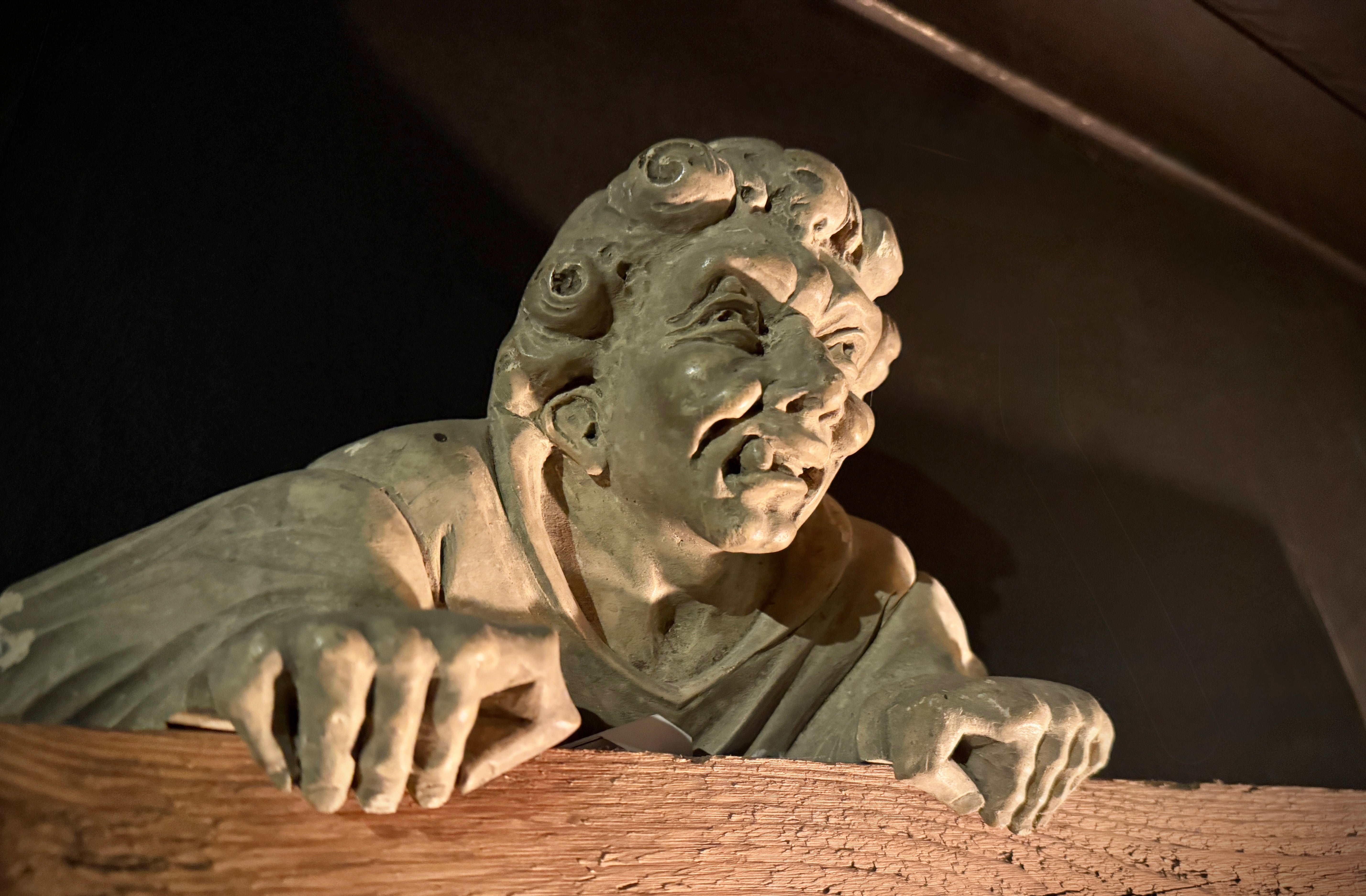 Gothic Medieval Cliffhanger Shelf Sitter Wall Plaque, Handmade Plaster Decor (33x15x9cm) Quasimodo Notre Dame Bell Ringer