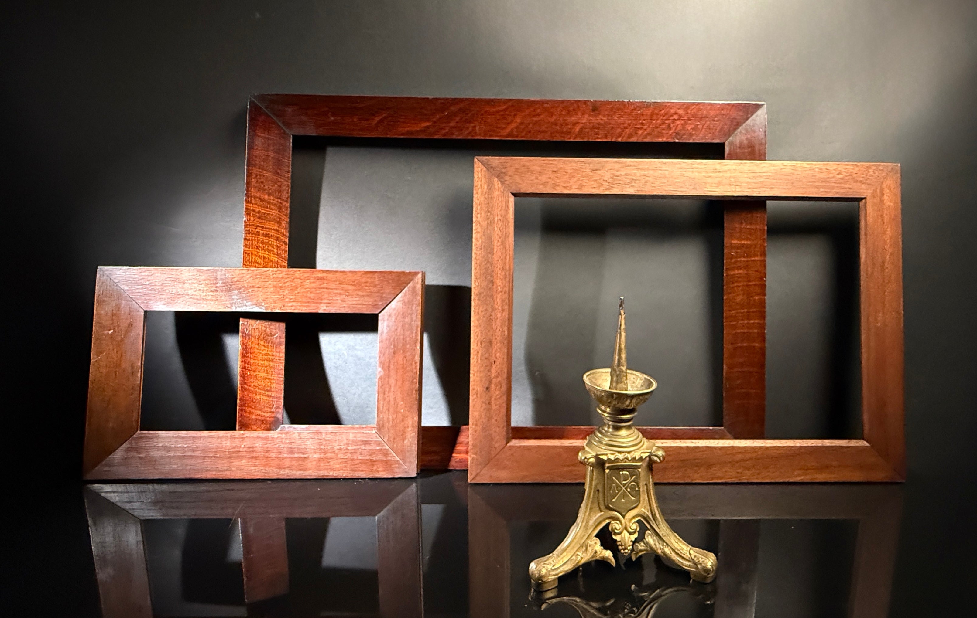Set of x3 Hardwood Antique Picture frames