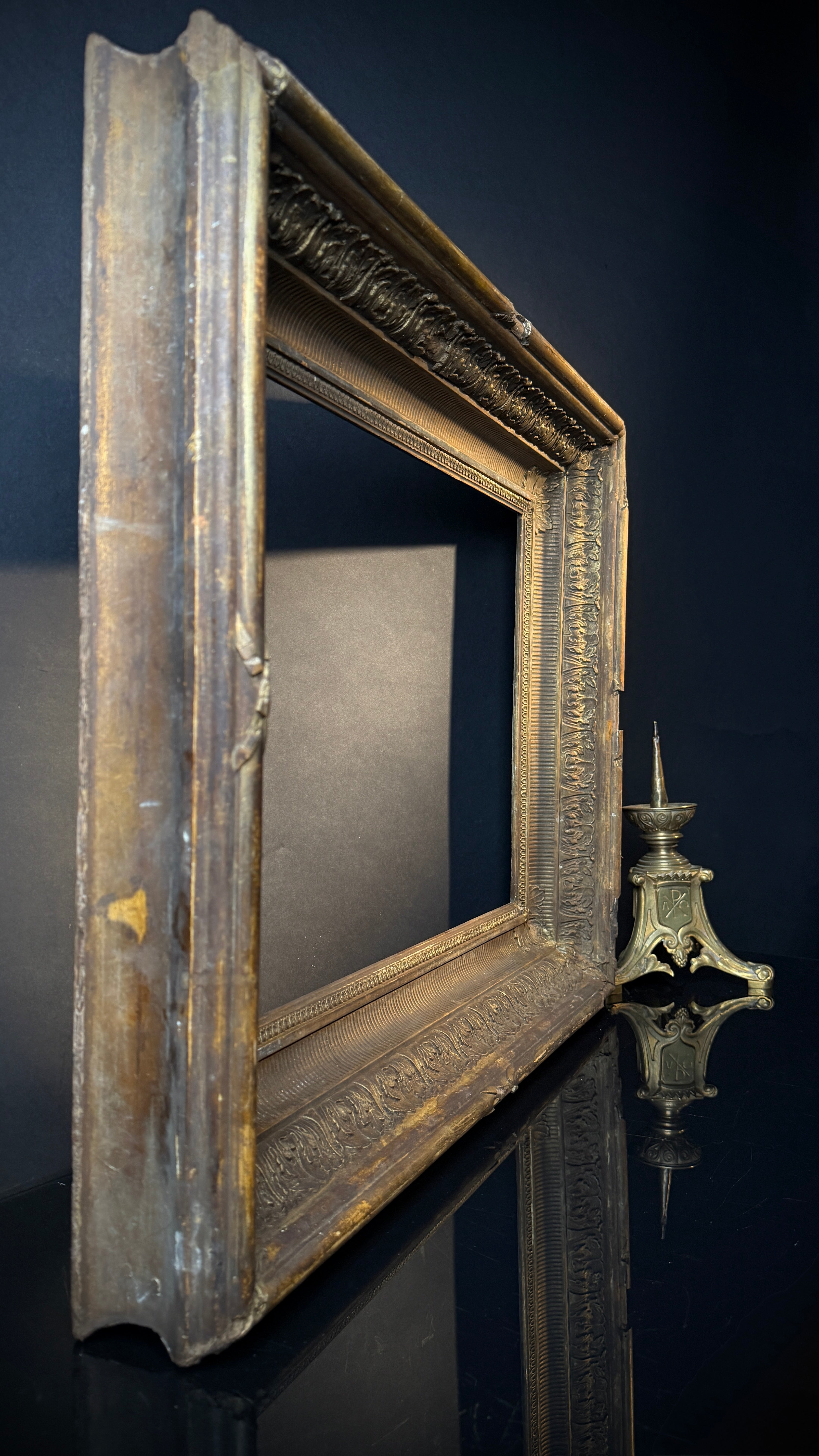 Large Shabby Antique Gilt Picture Frame – Deep Set Ornate Wood Picture Frame 67cm x 57cm