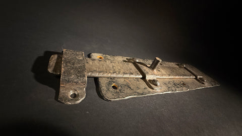 Extra Large Wrought Iron Door Bolt & Catch Set | Hand-Forged Medieval Lever Lock  |  Pre-Drilled Holes (41.5x10cm)