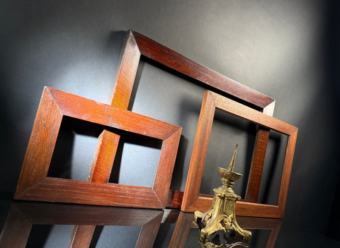 Set of x3 Hardwood Antique Picture frames