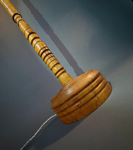 Vintage mid century Floor Lamp - Turned Wood Bobbin Column