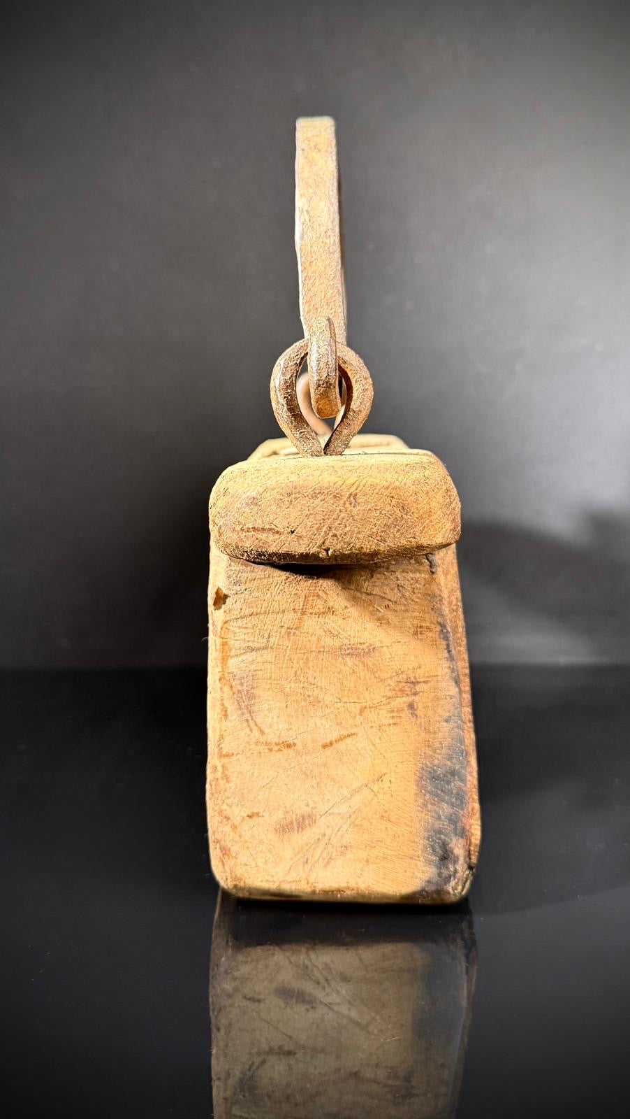 Vintage Wooden Indian Oil Pot  | Axle Grease Pot / Carrier