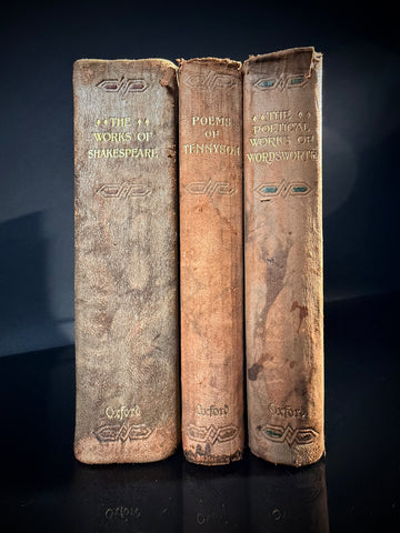 Oxford Leather-Bound Poetry Trio – Shakespeare, Wordsworth & Tennyson, 1922–1923