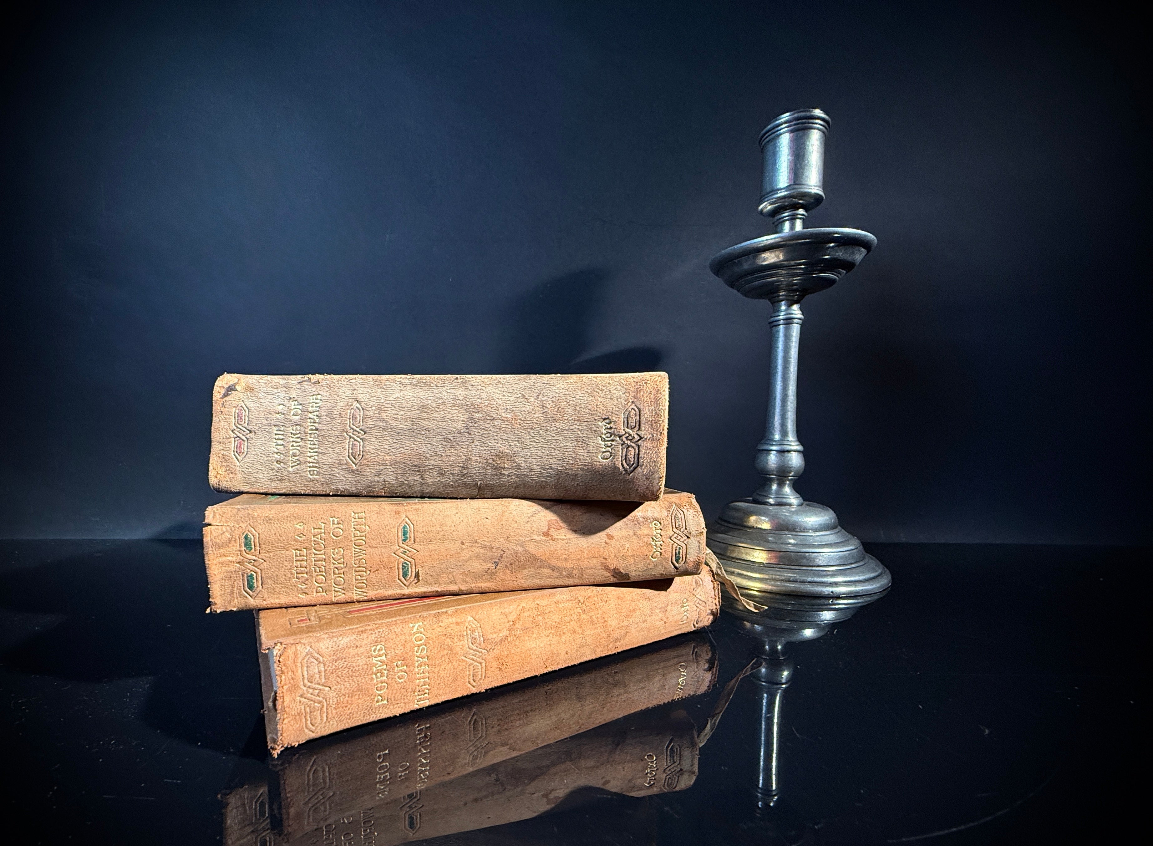 Oxford Leather-Bound Poetry Trio – Shakespeare, Wordsworth & Tennyson, 1922–1923
