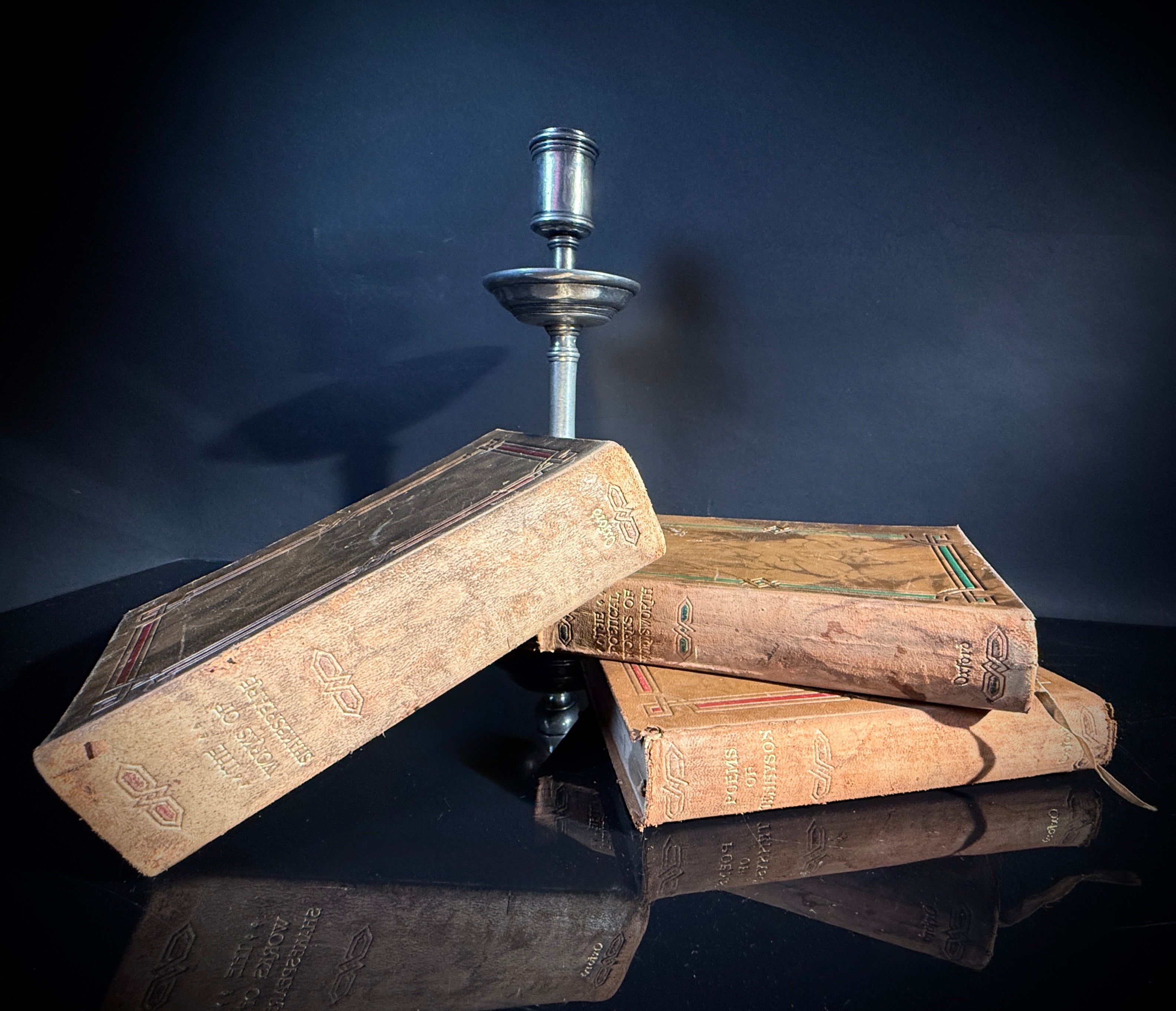Oxford Leather-Bound Poetry Trio – Shakespeare, Wordsworth & Tennyson, 1922–1923